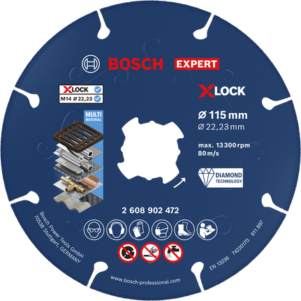 Diamantový řezný kotouč Bosch EXPERT na kov X-LOCK 115 mm.